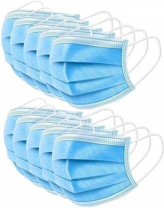 Virus Mask Protection Face Mask 3 Layer Mask For Germs, 10 Anti Pollution Mask Surgical Mask With Melt Blown Fabric Layer  (Pack Of 10, 3 Ply)